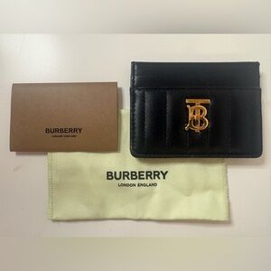 Burberry Black Card Holder with Gold Logo
